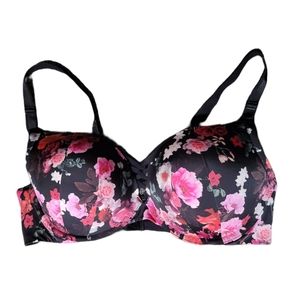 Torrid Curve XO Plunge Smooth 360 Back Smoothing Bra Pink Floral Size 40D EUC